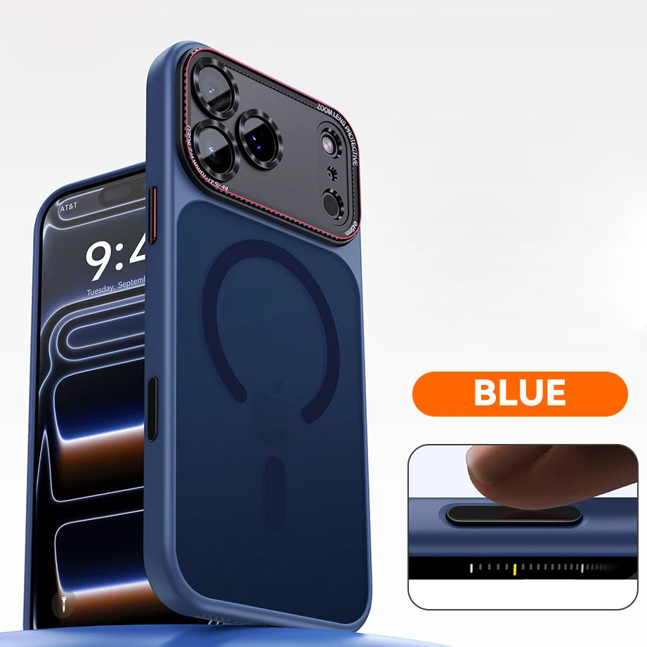 Luxury Magnetic Camera Bumper Protection Case For iPhone 17 16 15 14 Pro Max Wireless Charging Shockproof Hard Matte Clear Cover