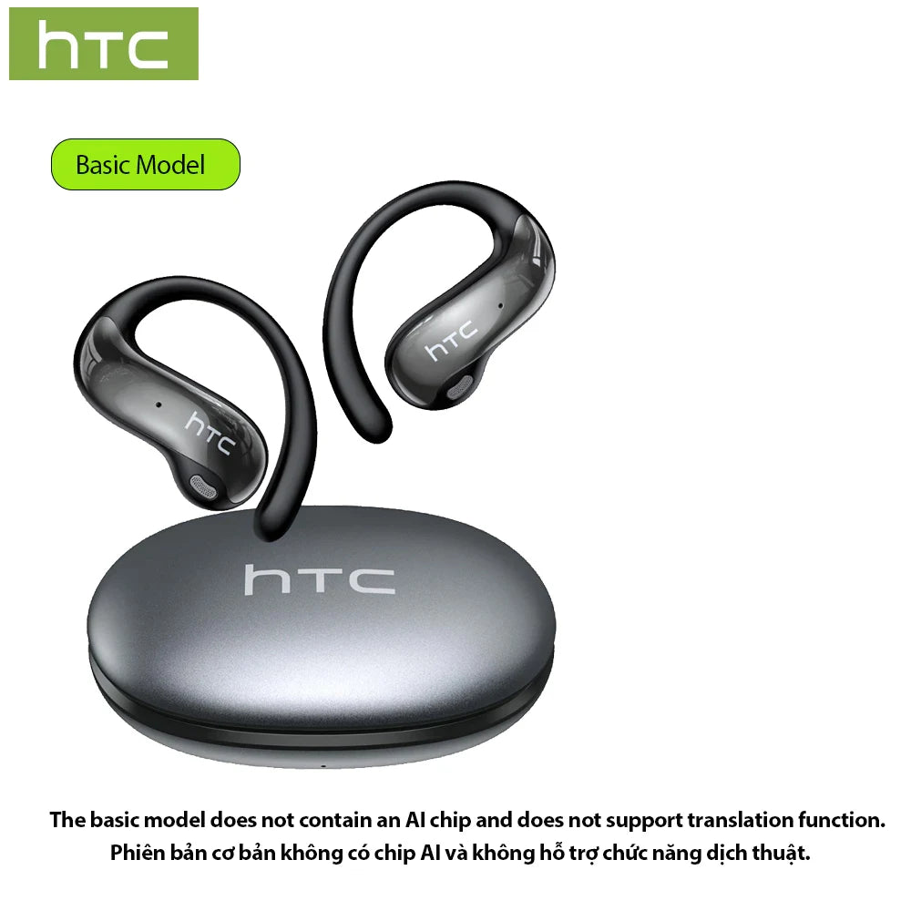 HTC Original NE19 AI Translate Bluetooth Earphones OWS Open Ear Business Travel Wireless Headphones Music Stereo Sound Earbuds