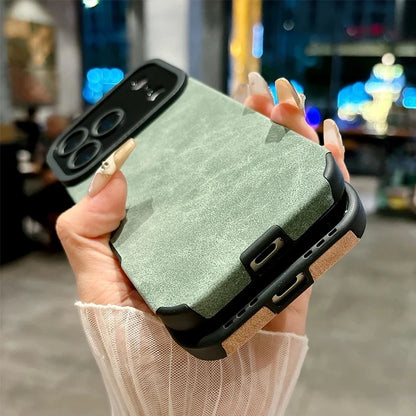 Luxury fiber leather phone case for iPhone 17 Series. Shockproof,retro matte texture