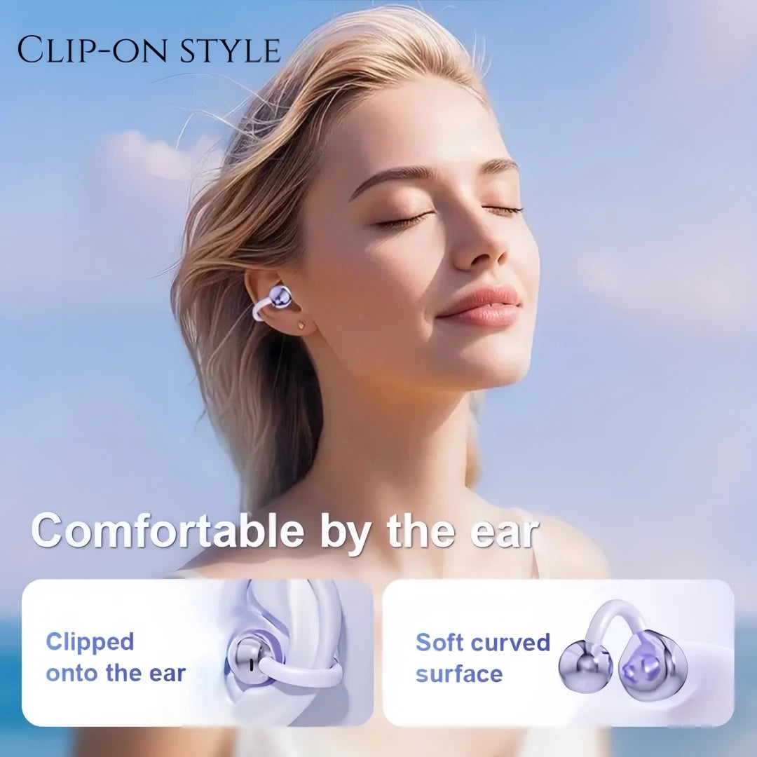 Clip on Earbuds Open Ear Wireless Bluetooth 6.0 Headphones with Mic,50H Play,ENC Call,ipx5 Waterproof,Sports Ear Buds