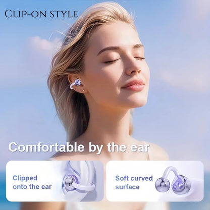 Clip on Earbuds Open Ear Wireless Bluetooth 6.0 Headphones with Mic,50H Play,ENC Call,ipx5 Waterproof,Sports Ear Buds