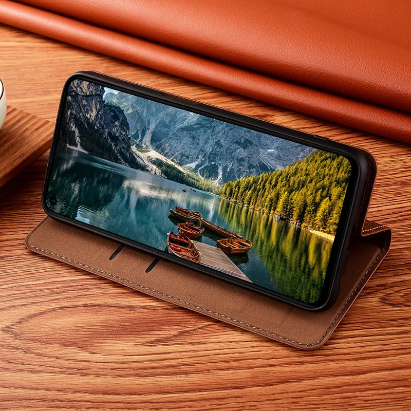 Napa Inner Grid Genuine Leather Flip Case For Apple iPhone 12 13 14 15 16 16e 17 Pro Max Plus X XS Max XR Phone Cover Card Cases
