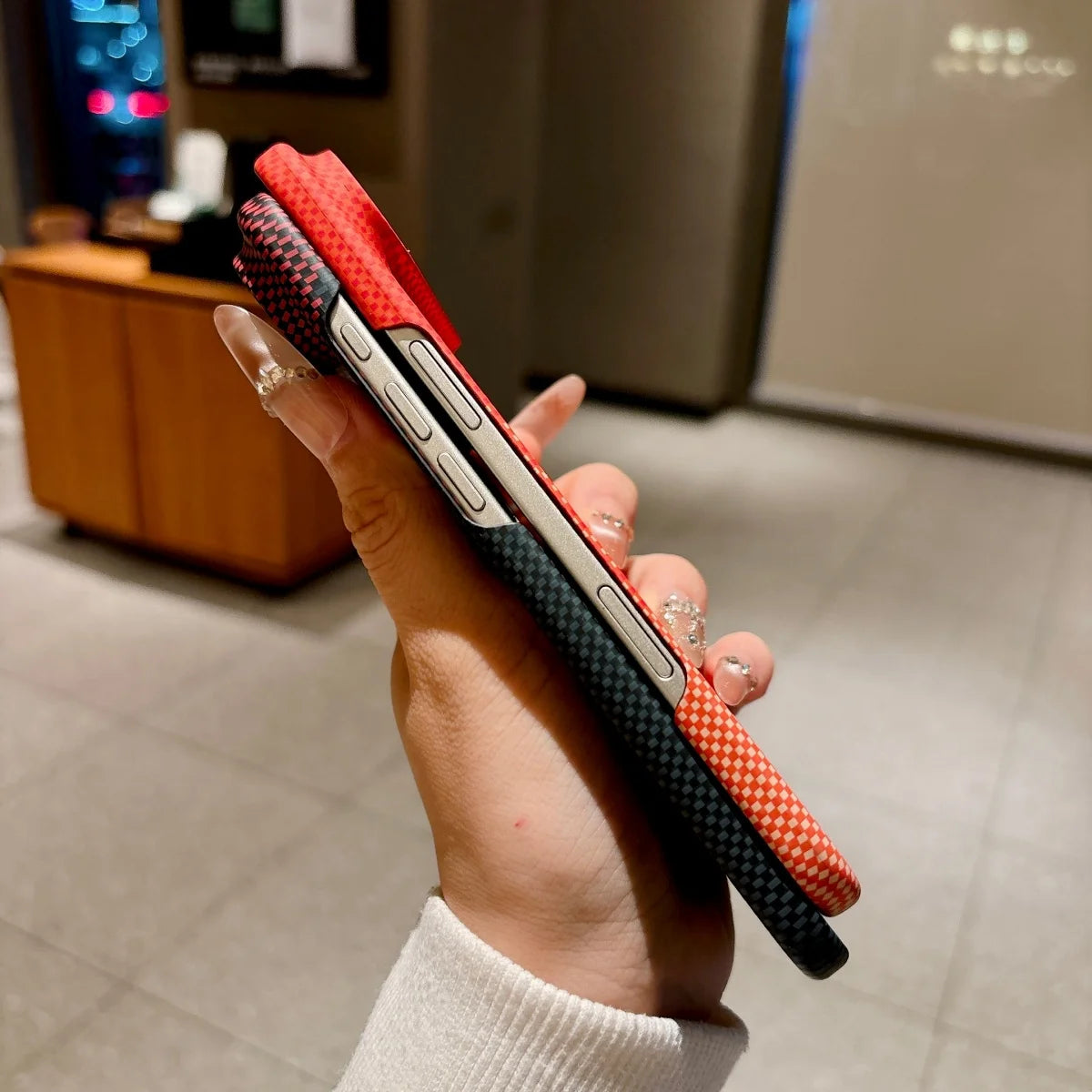 Luxury Carbon Fiber Kevlar PC Ultra-Thin Case For iPhone Air 17 16 15 14 13 Pro Max For Magsafe Magnetic Frameless Phone Cover