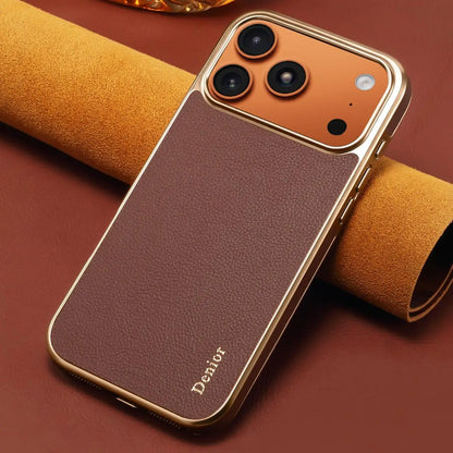 Denior Genuine Leather Phone Case Suitable for iPhone 17/16/15/14/13 Pro Max Plus, Slim Shockproof Cover With Raised Camera Edge