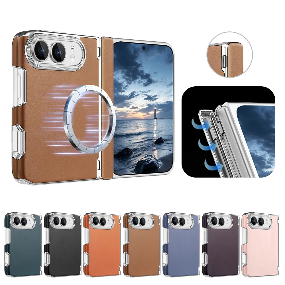 For iPhone Ultra 18 Fold Case Luxury Leather Matte Magnetic Wireless Charging Shockproof Protection Hard Back Cover Accessories