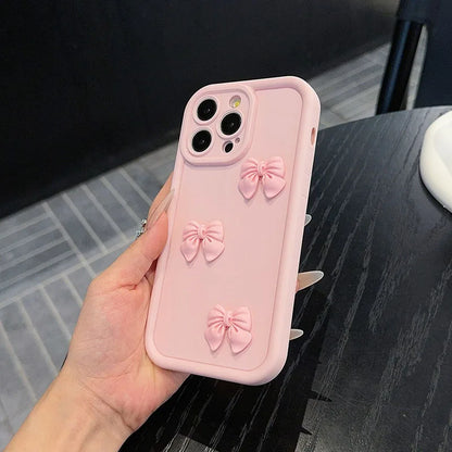 3D Pink Cute Butterfly Silicone Soft Phone Case For iPhone 17 16 15 14 13 12 11 Pro Max XS XR X 7 8 Plus Shockproof Candy Cover
