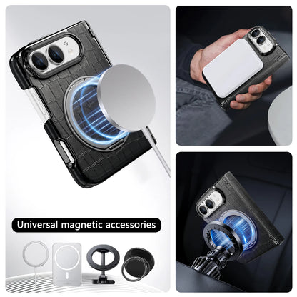 For iPhone Ultra 18 Fold Case Luxury Leather Matte Magnetic Rotating Bracket Shockproof Protection Hard Back Cover Accessories
