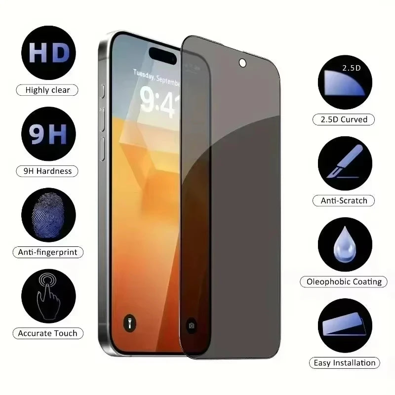 1-5pcs Anti-Spy Tempered Glass For Samsung Galaxy