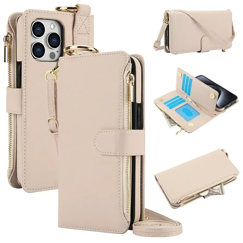 Zipper Leather Wallet Flip Case - iPhone 18 Series Accessories In USA