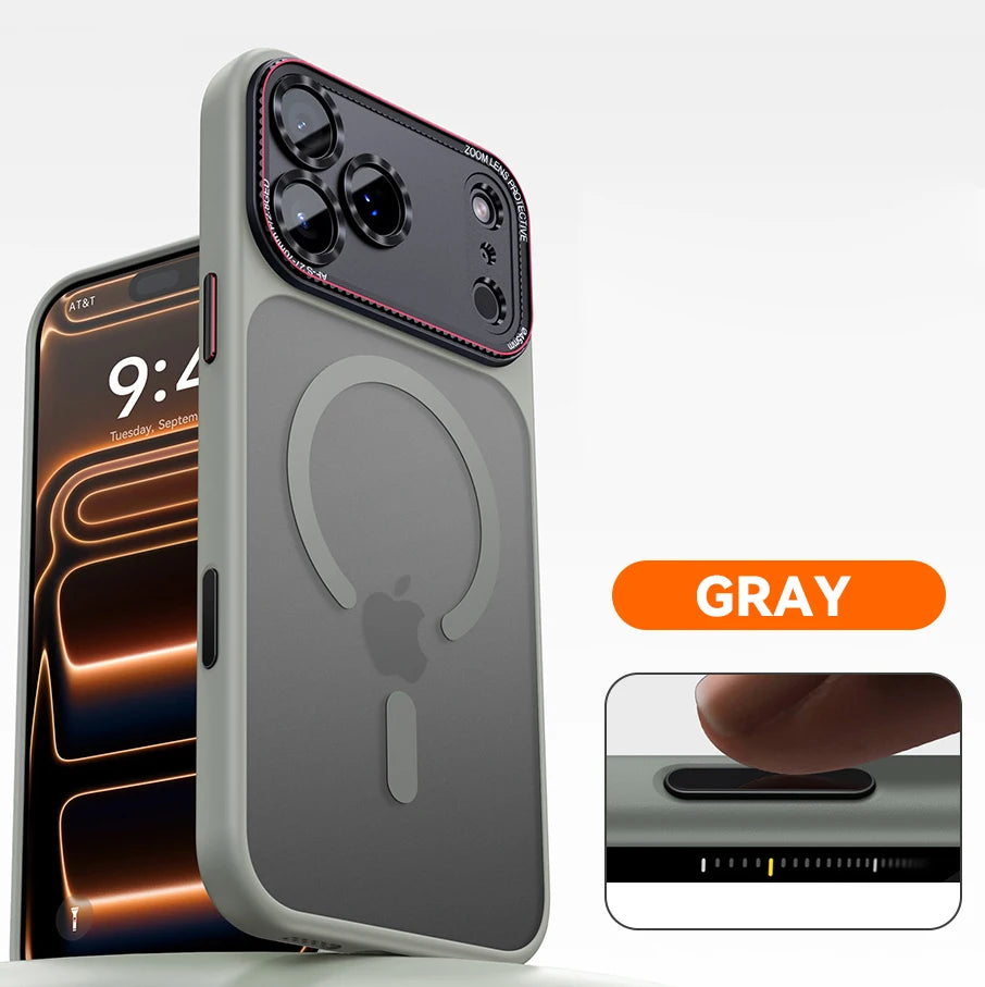 Luxury Magnetic Camera Bumper Protection Case For iPhone 17 16 15 14 Pro Max Wireless Charging Shockproof Hard Matte Clear Cover