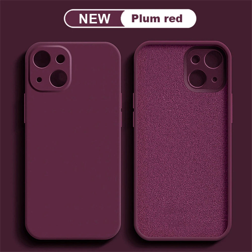 Plum red Anti Drop Case For iPhone 16 11 12 13 14 15 Pro Max 12 Mini 7 8 X XS XR Cover Coque Funda Silicone Soft TPU Back Cover