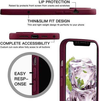 Plum red Anti Drop Case For iPhone 16 11 12 13 14 15 Pro Max 12 Mini 7 8 X XS XR Cover Coque Funda Silicone Soft TPU Back Cover