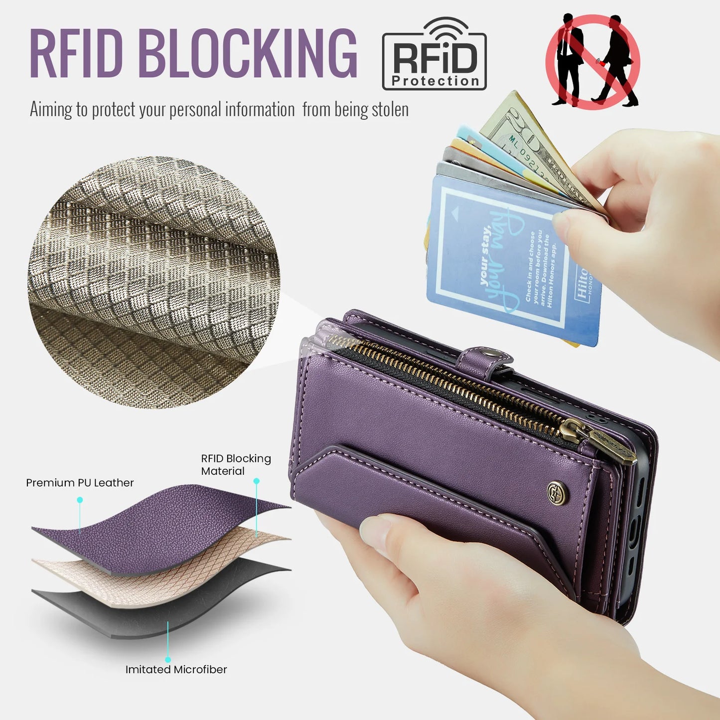 for iPhone Air/17/17 Pro/17 ProMax Case Wallet RFID Blocking with 7-Card Holder Zipper Bills,Wristlet Shoulder Strap Wallet Case