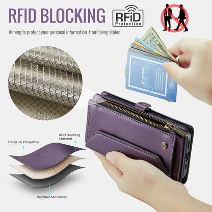 for iPhone Air/17/17 Pro/17 ProMax Case Wallet RFID Blocking with 7-Card Holder Zipper Bills,Wristlet Shoulder Strap Wallet Case