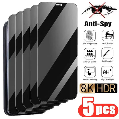 1-5pcs Anti-Spy Tempered Glass For Samsung Galaxy
