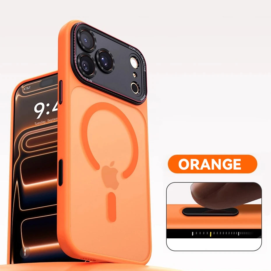 Luxury Magnetic Camera Bumper Protection Case For iPhone 17 16 15 14 Pro Max Wireless Charging Shockproof Hard Matte Clear Cover
