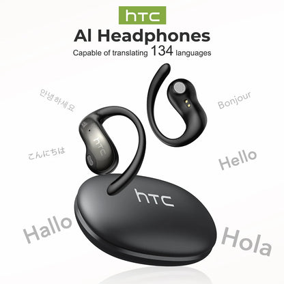 HTC Original NE19 AI Translate Bluetooth Earphones OWS Open Ear Business Travel Wireless Headphones Music Stereo Sound Earbuds