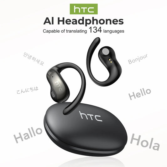 HTC Original NE19 AI Translate Bluetooth Earphones OWS Open Ear Business Travel Wireless Headphones Music Stereo Sound Earbuds