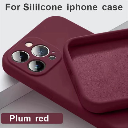 Plum red Anti Drop Case For iPhone 16 11 12 13 14 15 Pro Max 12 Mini 7 8 X XS XR Cover Coque Funda Silicone Soft TPU Back Cover