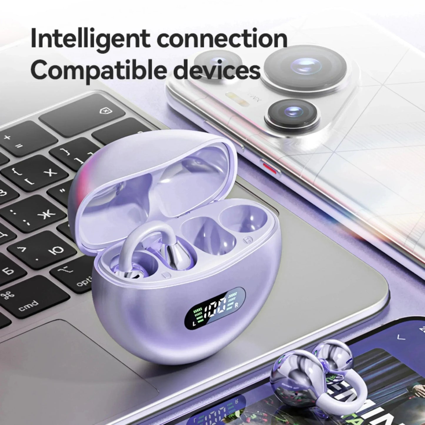 Wireless Bone Conduction Bluetooth 5 4 Sport Earbuds OWS Ear Clip Headphones Waterproof Comfortable With Digital Display