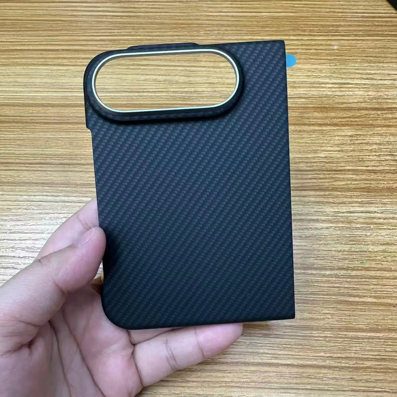 Busienss Ultra Slim Carbon Fiber Pattern Case For iPhone Ultra, for Magsafe Alloy Lens Shockproof Protect Cover For 18 Fold