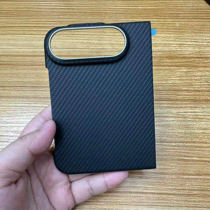 Busienss Ultra Slim Carbon Fiber Pattern Case For iPhone Ultra, for Magsafe Alloy Lens Shockproof Protect Cover For 18 Fold