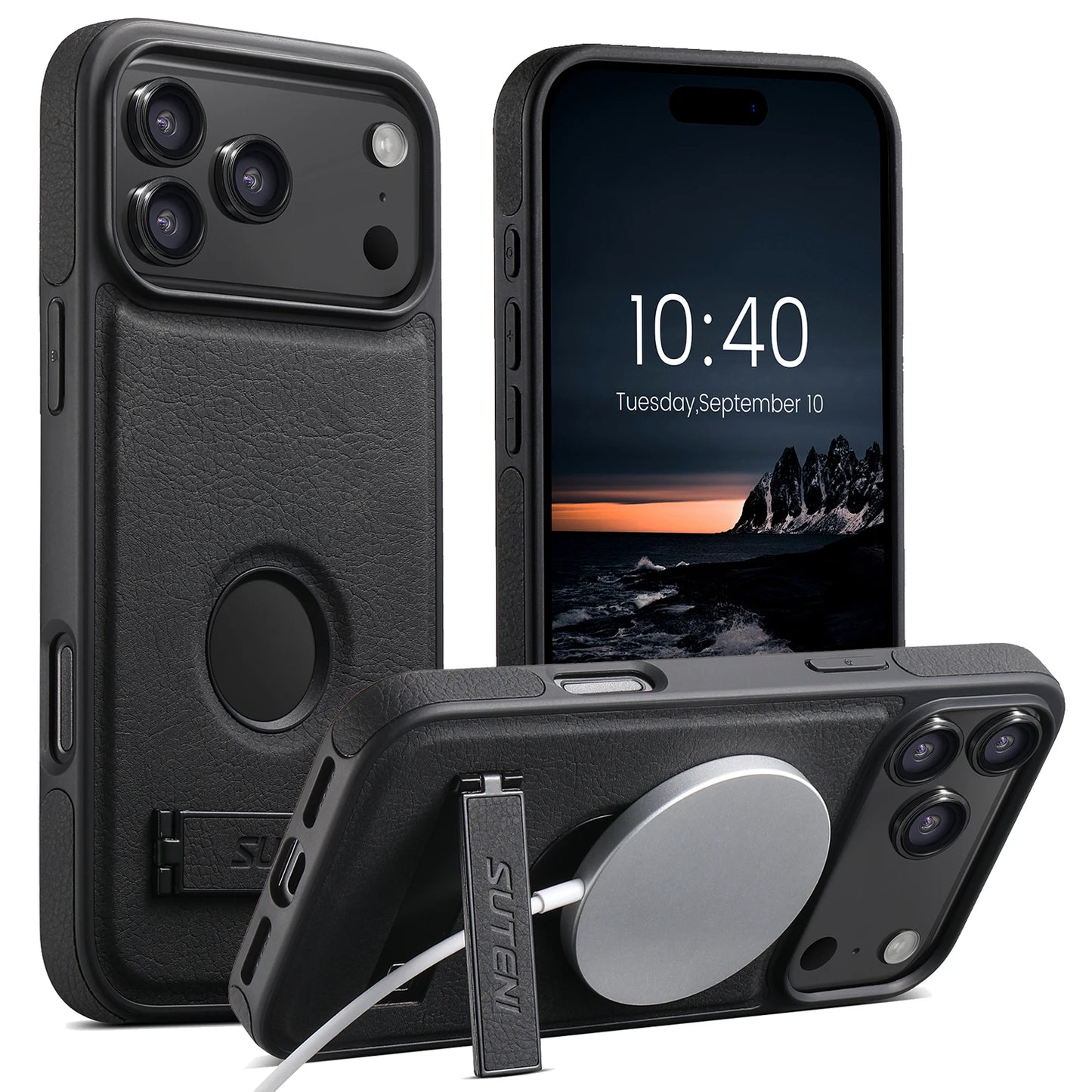 Magnetic Leather Stand Case for iPhone 17 Pro Max 17 Pro Air Cover Magnet for Mag-safe Soft Anti-knock Litchi Grain Shell Fundas