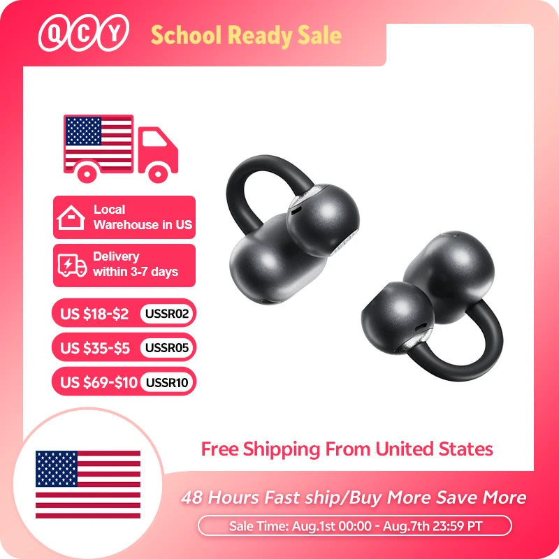QCY CT06 Clip On Earbuds Crossky C50 Open Ear Wireless Bluetooth 6.0 Headphones with 4 Mic 35H Earbuds Comfortable for Running