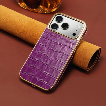 Denior Crocodile Genuine Leather Texture Phone Case Suitable for iPhone 17 16 15 Pro Max,Shockproof Cover With Camera Edge Guard