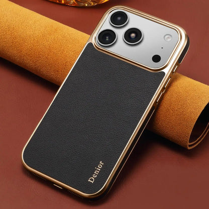 Denior Genuine Leather Phone Case Suitable for iPhone 17/16/15/14/13 Pro Max Plus, Slim Shockproof Cover With Raised Camera Edge