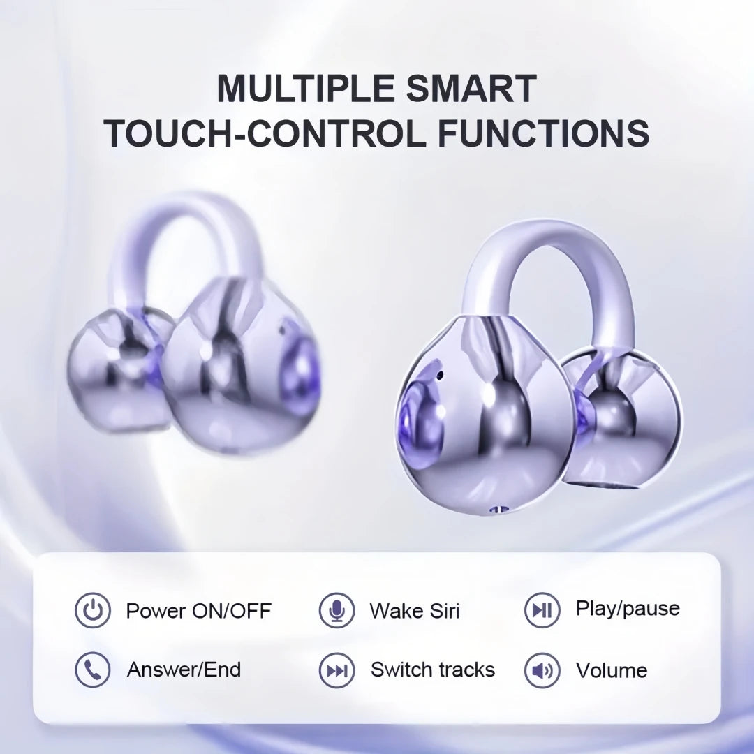 Clip on Earbuds Open Ear Wireless Bluetooth 6.0 Headphones with Mic,50H Play,ENC Call,ipx5 Waterproof,Sports Ear Buds