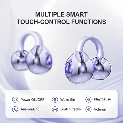 Clip on Earbuds Open Ear Wireless Bluetooth 6.0 Headphones with Mic,50H Play,ENC Call,ipx5 Waterproof,Sports Ear Buds