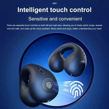 T75 Sport Bone-Conduction Bluetooth 5.3 Earphones HiFi Sound Wireless Headphones Earclip Waterproof Open Ear Headset Earring