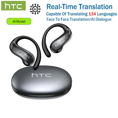 HTC Original NE19 AI Translate Bluetooth Earphones OWS Open Ear Business Travel Wireless Headphones Music Stereo Sound Earbuds