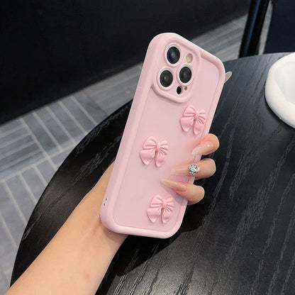 3D Pink Cute Butterfly Silicone Soft Phone Case For iPhone 17 16 15 14 13 12 11 Pro Max XS XR X 7 8 Plus Shockproof Candy Cover