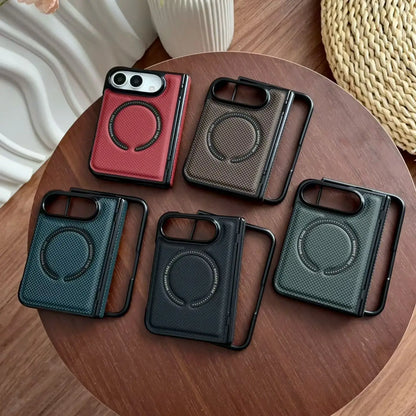 Business Luxury Leather Magnetic Case for iPhone Ultra 18 Ultra Fold With screen Borders Hinge Protection for Magsafe Cover