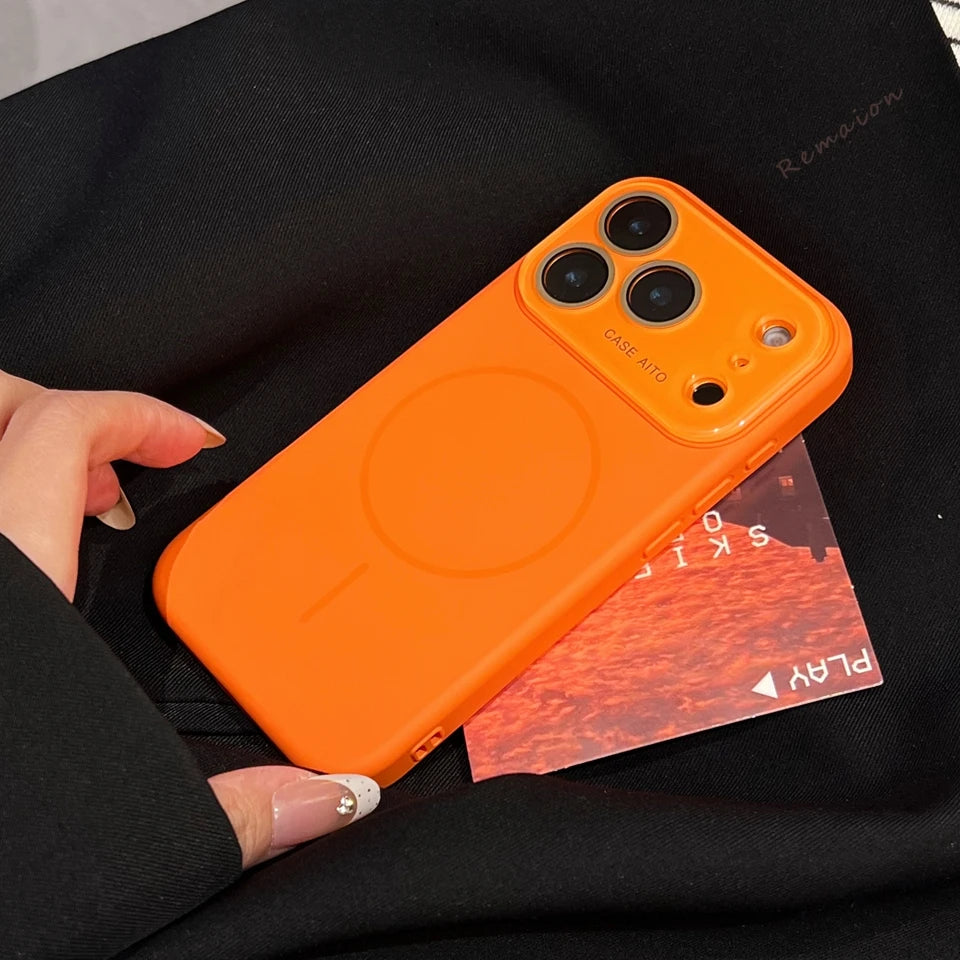 Big Window Liquid Silicone Phone Case For iPhone 17 Air 16 15 14 Plus 12 13 16 Pro Max Magsafe Official Soft Protector Cover