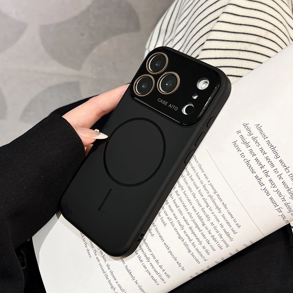 Big Window Liquid Silicone Phone Case For iPhone 17 Air 16 15 14 Plus 12 13 16 Pro Max Magsafe Official Soft Protector Cover