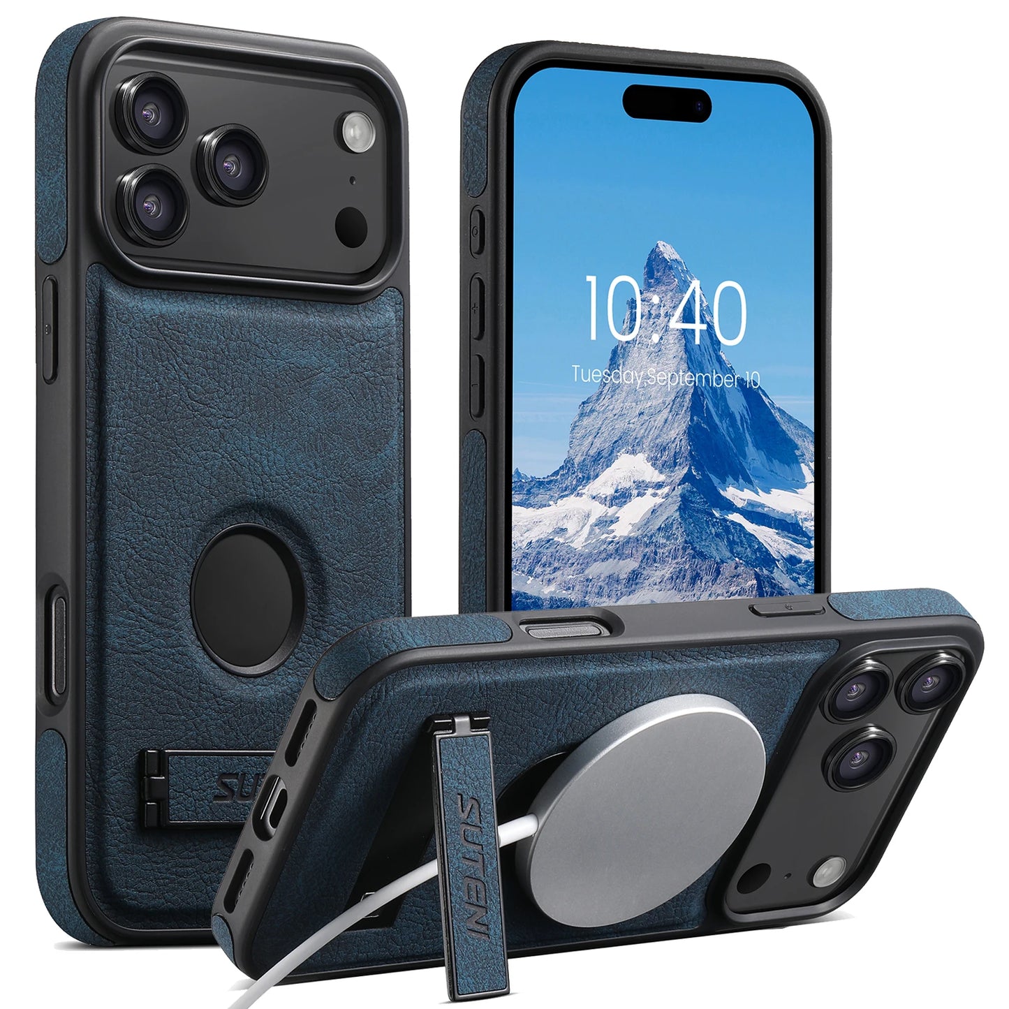 Magnetic Leather Stand Case for iPhone 17 Pro Max 17 Pro Air Cover Magnet for Mag-safe Soft Anti-knock Litchi Grain Shell Fundas