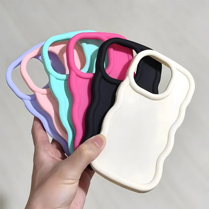 6 Pcs Wavy Edge Solid Color Soft Touch Shockproof Phone Cases, Minimalist Stylish Protective Covers Compatible with iPhone 12,13,14,15,16,17 Pro Max/Plus/Air