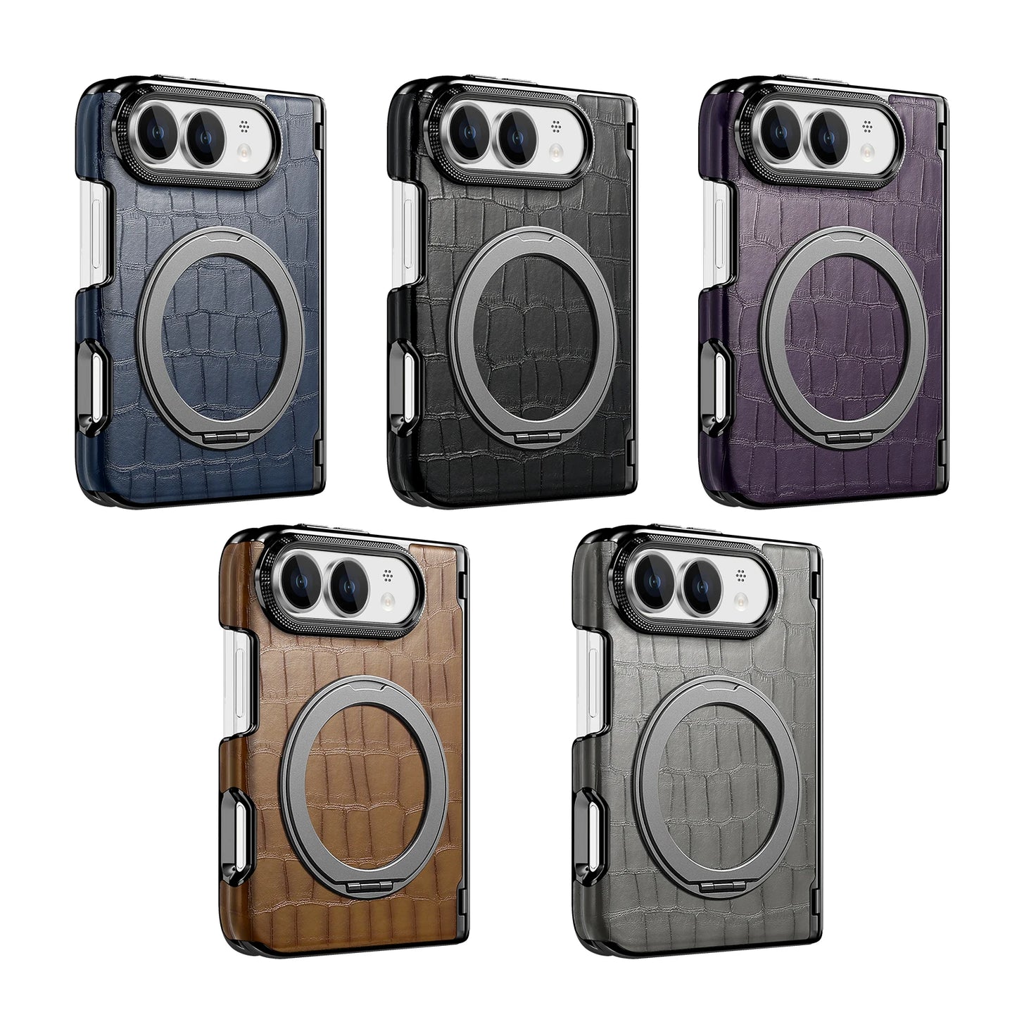 For iPhone Ultra 18 Fold Case Luxury Leather Matte Magnetic Rotating Bracket Shockproof Protection Hard Back Cover Accessories