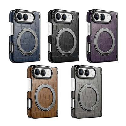For iPhone Ultra 18 Fold Case Luxury Leather Matte Magnetic Rotating Bracket Shockproof Protection Hard Back Cover Accessories