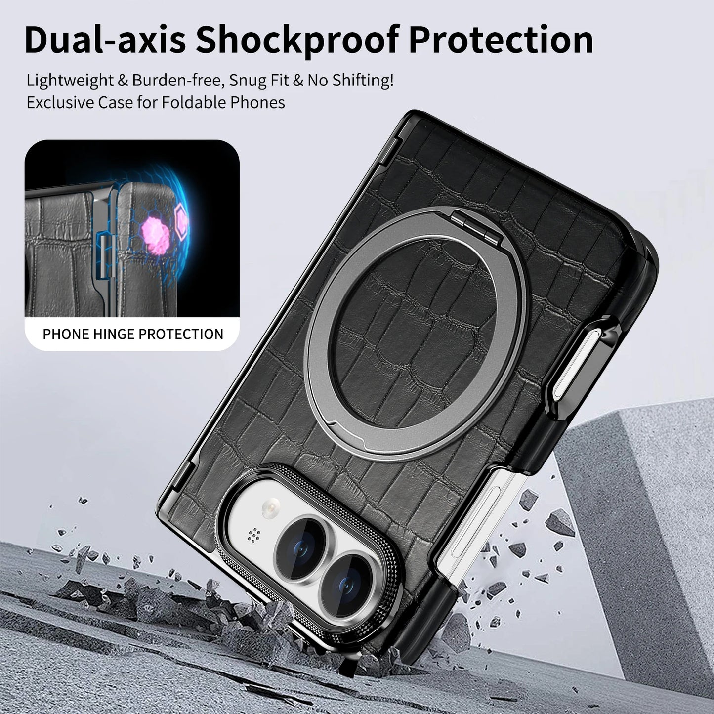 For iPhone Ultra 18 Fold Case Luxury Leather Matte Magnetic Rotating Bracket Shockproof Protection Hard Back Cover Accessories