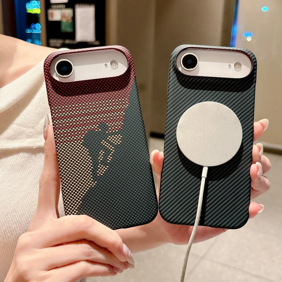 Luxury Carbon Fiber Kevlar PC Ultra-Thin Case For iPhone Air 17 16 15 14 13 Pro Max For Magsafe Magnetic Frameless Phone Cover