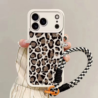 Leopard Print INS Hand Wrist Strap Case For iPhone 16 17 Pro Max Cases iPhone 11 12 13 ProMax 14 15 Plus With Lanyard Soft Cover