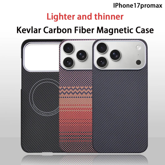 Aramid Fiber Kevlar Phone Case For iPhone 17 Pro Max Ultra Thin Shockproof Lightweight Hard Cover