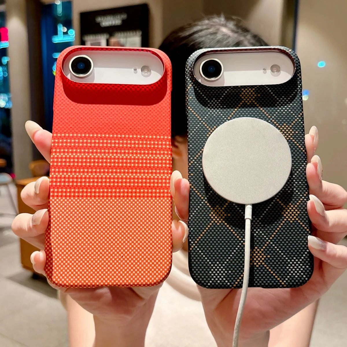 Luxury Carbon Fiber Kevlar PC Ultra-Thin Case For iPhone Air 17 16 15 14 13 Pro Max For Magsafe Magnetic Frameless Phone Cover
