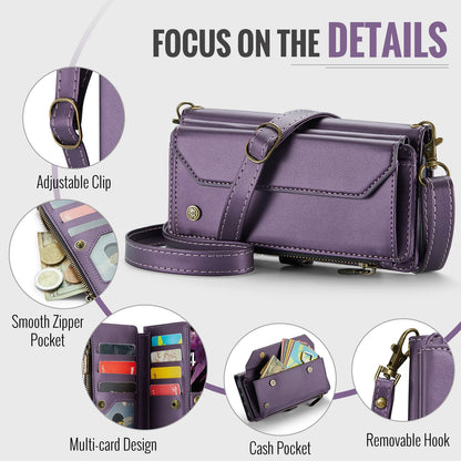 for iPhone Air/17/17 Pro/17 ProMax Case Wallet RFID Blocking with 7-Card Holder Zipper Bills,Wristlet Shoulder Strap Wallet Case