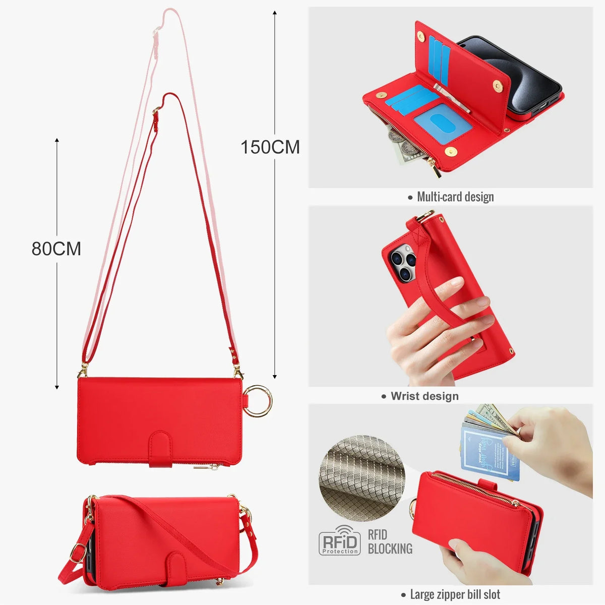 Zipper Leather Wallet Flip Case - iPhone 18 Series Accessories In USA