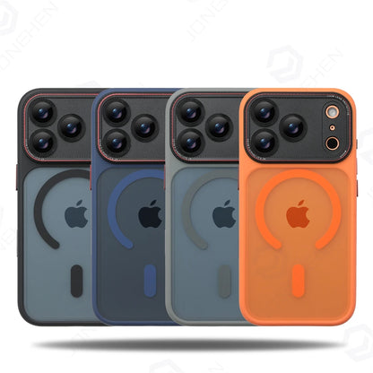 Luxury Magnetic Camera Bumper Protection Case For iPhone 17 16 15 14 Pro Max Wireless Charging Shockproof Hard Matte Clear Cover